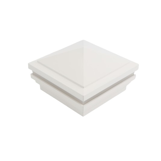 4.5" Sq. Haven Halo Low Voltage LED Lighted Vinyl Post Cap for Vinyl Fence and Railing (Cool White) White