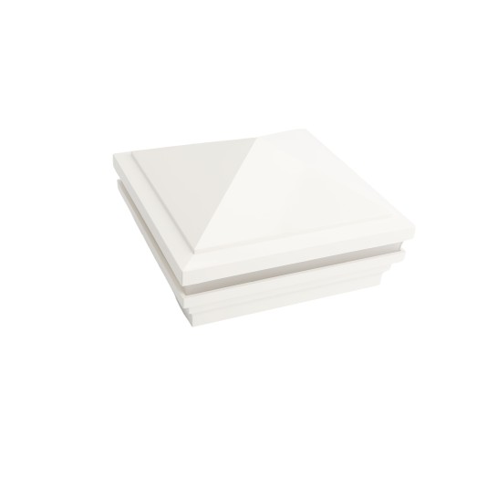 5.625" Sq. Haven Halo Low Voltage LED Lighted Vinyl Post Cap for Vinyl Fence and Railing (Warm White) White