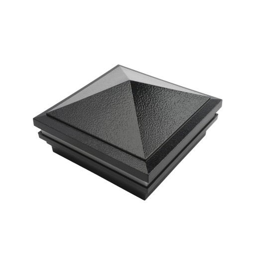 6" Sq. Haven Halo Low Voltage LED Lighted Vinyl Post Cap for Vinyl Fence and Railing (Warm White) Hammertone Black