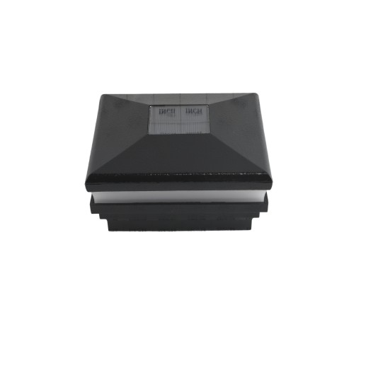 4 1/2" Sq. Neptune Halo Solar LED Lighted Vinyl Post Cap for Vinyl Fence and Railing (Hammertone Black)