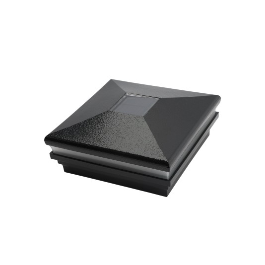 LMT-1853HB 5" Sq. Neptune Halo Solar LED Lighted Vinyl Post Cap - Hammertone Black