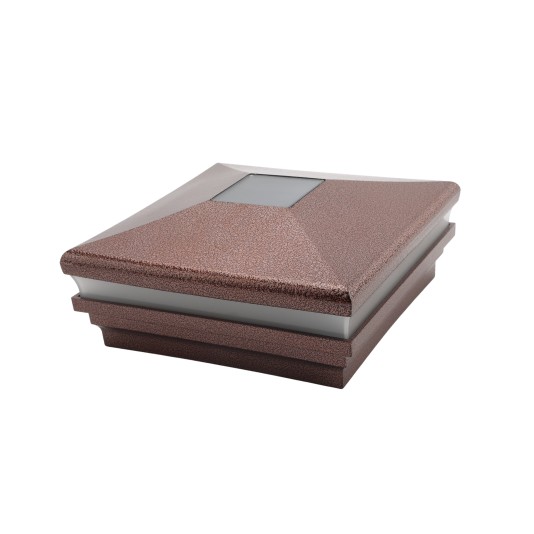 LMT-1854AC 5.625" Sq. Neptune Halo Solar LED Lighted Vinyl Post Cap - Antique Copper