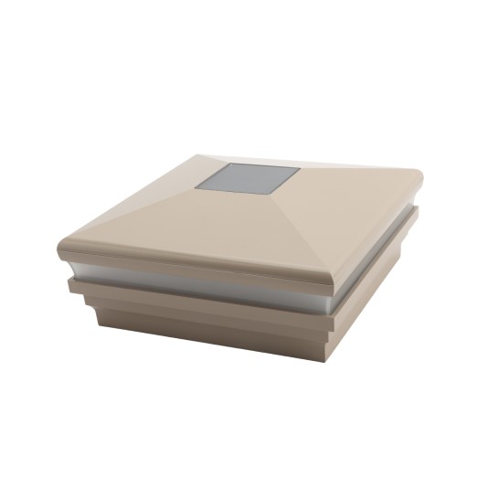 LMT-1854KK 5.625" Sq. Neptune Halo Solar LED Lighted Vinyl Post Cap - Khaki