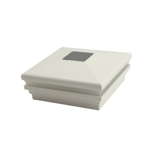 LMT-1854W 5.625" Sq. Neptune Halo Solar LED Lighted Vinyl Post Cap - White