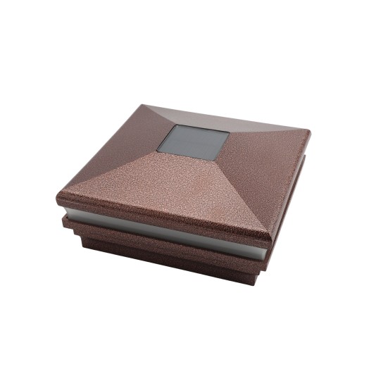LMT-1855AC 6" Sq. Neptune Halo Solar LED Lighted Vinyl Post Cap - Antique Copper