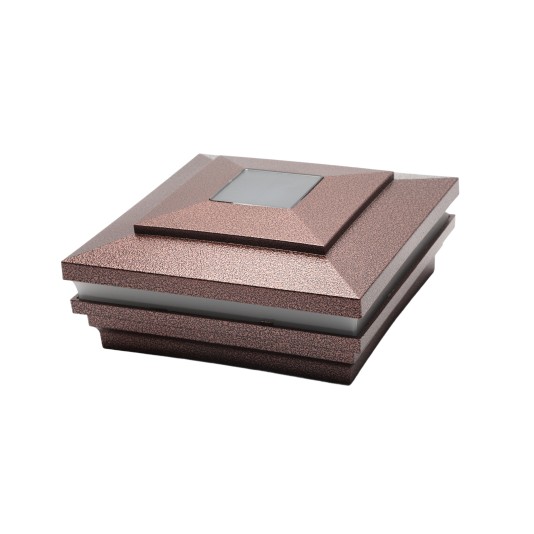 5.625" Sq. Cape May Halo Solar Lighted Post Cap - Antique Copper LMT-1860AC