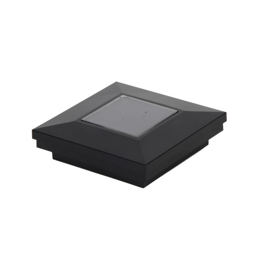   3.25" Sq. Ornamental Downward Solar Light Vinyl Post Cap for Vinyl Fence and Railing (Black)