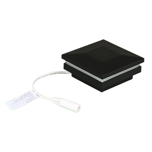 2.5" Sq. Ornamental Low Voltage Post Cap with RGB Lighting & 2 Way Splitter | White