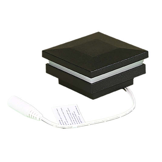 2" Sq. Ornamental Low Voltage Post Cap with RGB Lighting & 2 Way Splitter | Black