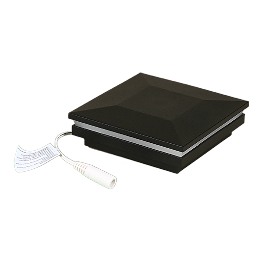 4" Sq. Ornamental Low Voltage Post Cap with RGB Lighting & 2 Way Splitter | White