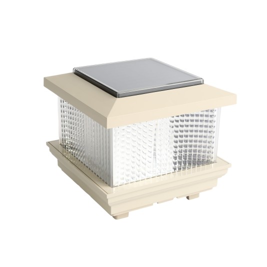 LMT 5558NA Galaxy Solar LED Lighted Vinyl Post Cap - Almond (Grid Shown For Scale)
