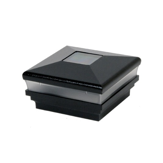 3.625" Sq. Neptune Solar LED Vinyl Post Cap | Hammertone Black