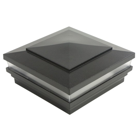 4.5" Sq Cape May Low Voltage Lighted Post Cap - Hammertone Black