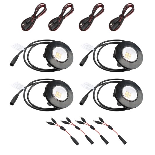 ZipUp 4-Piece 1-Watt Ceiling & Under Deck Lights (3000K Warm White) - Black