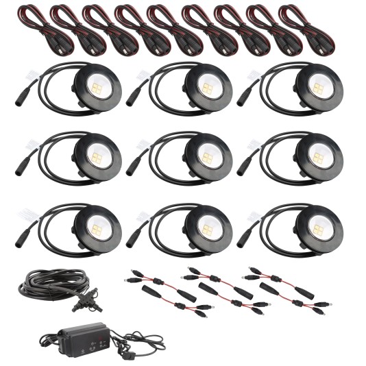 ZipUp 9-Piece 1-Watt Ceiling & Under Deck Lights (5000K Cool White) - Black