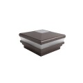 3.625" Sq. Neptune Solar LED Lighted Vinyl Post Cap for Vinyl Fence and Railing (Antique Brown)