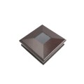 3.625" Sq. Neptune Solar LED Lighted Vinyl Post Cap for Vinyl Fence and Railing (Antique Brown)