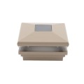 4" Sq. Neptune Solar LED Lighted Vinyl Post Cap for Vinyl Fence and Railing (Khaki)