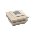 3.625" Sq. Cape May Solar LED Lighted Vinyl Post Cap for Vinyl Fence and Railing (Almond)