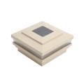 3.625" Sq. Cape May Solar LED Lighted Vinyl Post Cap for Vinyl Fence and Railing (Almond)