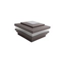 4" Sq. Cape May Solar LED Lighted Vinyl Post Cap for Vinyl Fence and Railing (Antique Brown)