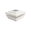 4" Sq. Cape May Solar LED Lighted Vinyl Post Cap for Vinyl Fence and Railing (White)
