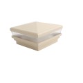 4" Sq. Neptune Low Voltage LED Lighted Vinyl Post Cap for Vinyl Fence and Railing (Warm White) Almond