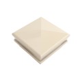 4" Sq. Neptune Low Voltage LED Lighted Vinyl Post Cap for Vinyl Fence and Railing (Warm White) Almond