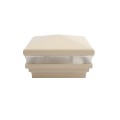 4" Sq. Neptune Low Voltage LED Lighted Vinyl Post Cap for Vinyl Fence and Railing (Warm White) Almond
