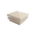 4" Sq. Neptune Low Voltage LED Lighted Vinyl Post Cap for Vinyl Fence and Railing (Cool White) Almond