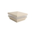 4" Sq. Neptune Low Voltage LED Lighted Vinyl Post Cap for Vinyl Fence and Railing (Cool White) Almond