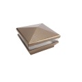 4" Sq. Neptune Low Voltage LED Lighted Vinyl Post Cap for Vinyl Fence and Railing (Warm White) Antique Gold