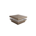 4" Sq. Neptune Low Voltage LED Lighted Vinyl Post Cap for Vinyl Fence and Railing (Warm White) Antique Gold