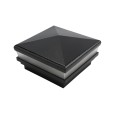 4" Sq. Neptune Low Voltage LED Lighted Vinyl Post Cap for Vinyl Fence and Railing (Cool White) Hammertone Black 