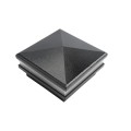 4" Sq. Neptune Low Voltage LED Lighted Vinyl Post Cap for Vinyl Fence and Railing (Cool White) Hammertone Black 