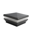 4" Sq. Neptune Low Voltage LED Lighted Vinyl Post Cap for Vinyl Fence and Railing (Cool White) Hammertone Black 