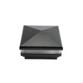4" Sq. Neptune Low Voltage LED Lighted Vinyl Post Cap for Vinyl Fence and Railing (Cool White) Hammertone Black 