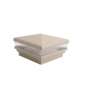 4" Sq. Neptune Low Voltage LED Lighted Vinyl Post Cap for Vinyl Fence and Railing (Warm White) Khaki