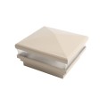 4" Sq. Neptune Low Voltage LED Lighted Vinyl Post Cap for Vinyl Fence and Railing (Warm White) Khaki
