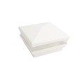 4" Sq. Neptune Low Voltage LED Lighted Vinyl Post Cap for Vinyl Fence and Railing (Warm White) White