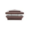 3.625" Sq. Cape May Low Voltage LED Lighted Vinyl Post Cap for Vinyl Fence and Railing (Cool White) Antique Copper