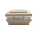 4" Sq. Cape May Low Voltage LED Lighted Vinyl Post Cap for Vinyl Fence and Railing (Warm White) Almond (simple6)