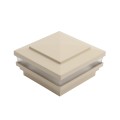 4" Sq. Cape May Low Voltage LED Lighted Vinyl Post Cap for Vinyl Fence and Railing (Warm White) Almond (simple6)