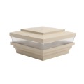 4" Sq. Cape May Low Voltage LED Lighted Vinyl Post Cap for Vinyl Fence and Railing (Warm White) Almond (simple6)
