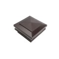 4" Sq. Cape May Low Voltage LED Lighted Vinyl Post Cap for Vinyl Fence and Railing (Warm White) Antique Brown