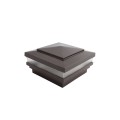 4" Sq. Cape May Low Voltage LED Lighted Vinyl Post Cap for Vinyl Fence and Railing (Warm White) Antique Brown