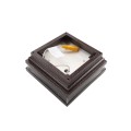 4" Sq. Cape May Low Voltage LED Lighted Vinyl Post Cap for Vinyl Fence and Railing (Warm White) Antique Brown