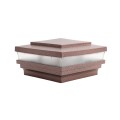 4" Sq. Cape May Low Voltage LED Lighted Vinyl Post Cap for Vinyl Fence and Railing (Warm White) Antique Copper (simple6)