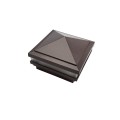 3.625" Sq. Haven Low Voltage LED Lighted Vinyl Post Cap for Vinyl Fence and Railing (Cool White) Antique Brown