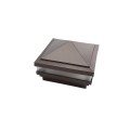 3.625" Sq. Haven Low Voltage LED Lighted Vinyl Post Cap for Vinyl Fence and Railing (Cool White) Antique Brown